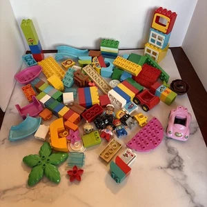 Lego Duplo - 100 pc Mixed Bricks - Figures - Vehicles - Specialty -Plates -Lot D - Picture 1 of 9