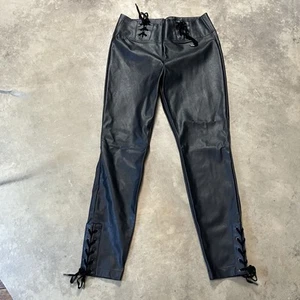 Guess Faux Leather Pants Womens Size 10 Black Skinny Leg Biker Moto Goth - Picture 1 of 12