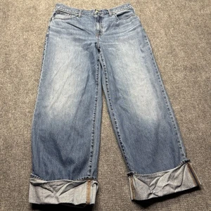 Madewell Jeans Womens 32 (36x30) Blue Super Wide Leg Cuffed Skater DM7083 - Picture 1 of 14