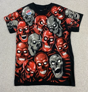 Liquid Blue Skull Pile Graphic Men's Tee Shirt Size S Solid Black - Picture 1 of 9