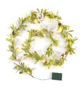 6,23 Fuß Weihnachtsgirlande Dekorationen mit 20 LED-Leuchten, batteriebetrieben vorbeleuchtet - Bild 1 von 7