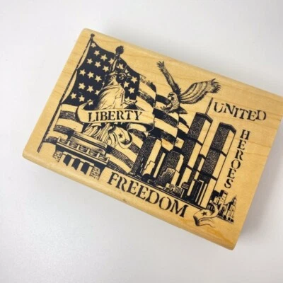 Liberty~Freedom~America~Patriotic~Flag~Rubber Stamp~5"X3.25"~Inkadinkado 8624-Q - Image 1 of 4