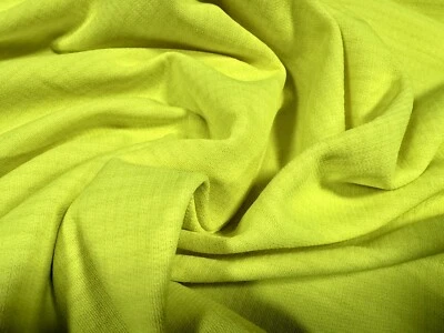 Double Jersey Knit Fabric, Per Metre - Plain - Hi Visibility Yellow - Image 1 of 3