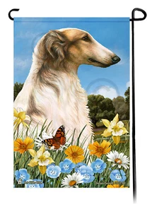 Bandiera da giardino fiori estivi - zibellino e borzoi bianco - Foto 1 di 1
