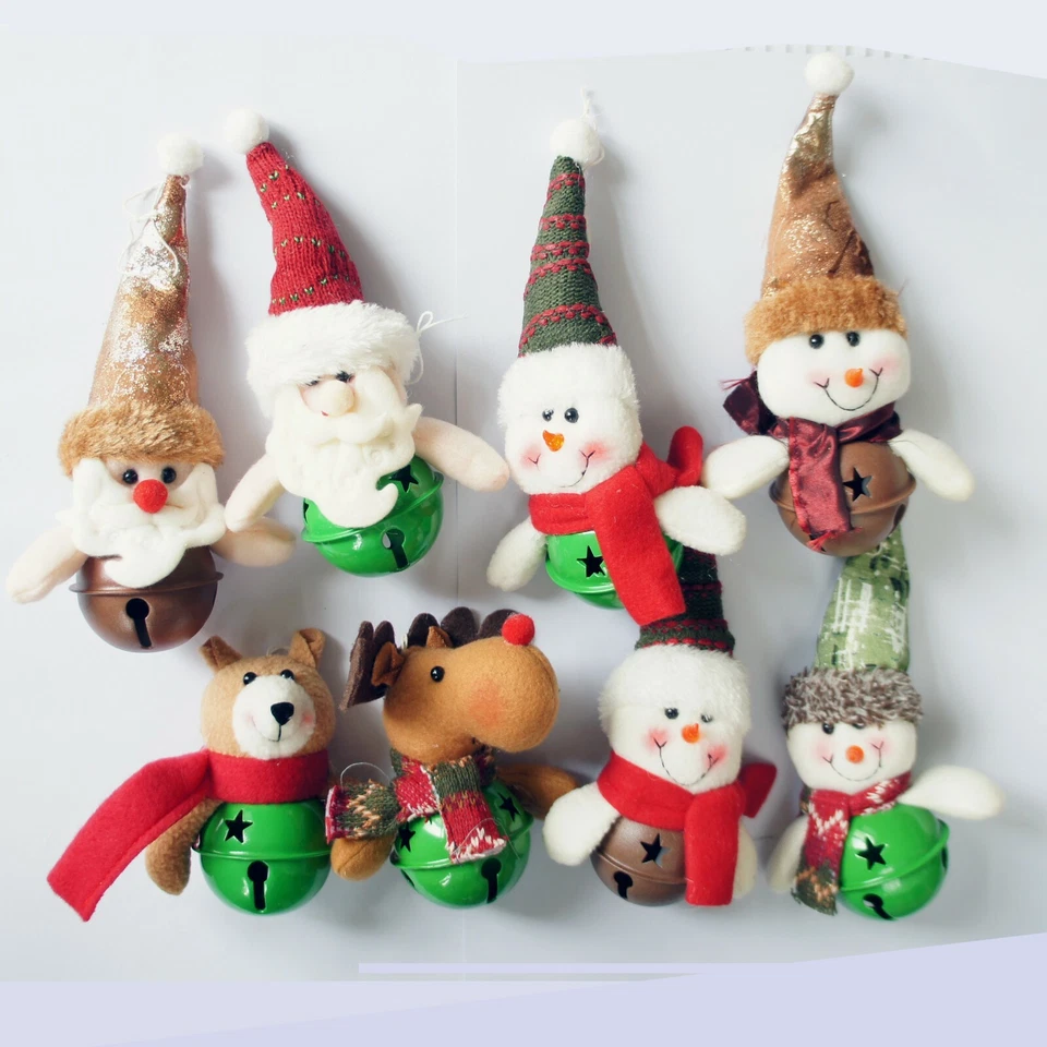 Christmas Tree Decor Santa Claus Snowman Dear Bear 2 Plush Dolls Packed - Image 1 of 1