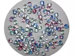 Crystal Multi Stripe, 4-tone Czech Fire P. Round Faceted Glass Beads 4mm 6mm 7mm - Picture 1 of 4