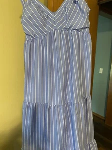 Express Maxi Sundress Blue and White Size Medium - Picture 1 of 9