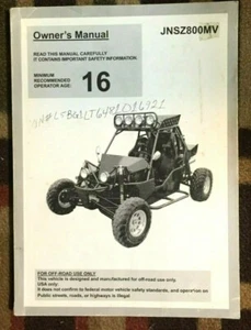 JNSZ800MV Go Kart OEM Owner's Service Manual - Picture 1 of 2