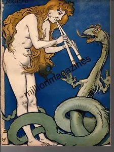 1902 Jugend #26 June 17 German Art Nouveau - Piper and the serpent; Penguins - Picture 1 of 1