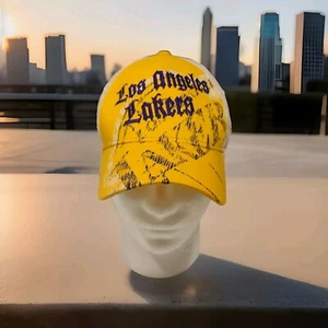 Los Angeles Lakers Hat Cap Script Splatter Tucker Visor Splash Snapback Adidas - Picture 1 of 16