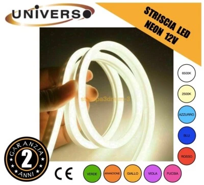 STRISCIA LED EFFETTO NEON 5 METRI IMPERMEABILE IP65 - 12V FLESSIBILE - Immagine 1 di 2