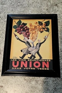 Cartel retro de vino añadir. Letrero Union Les Vin Selectionnes Dans Votre Verre 17"x14"  - Imagen 1 de 5