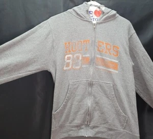 HOOTERS ZIP HOODIE- Womens - Size S - Charcoal Grey Zip Front Hoodie  - Picture 1 of 8