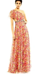 Maxi Vestido Mac Duggal Un Hombro Floral Embellecido Talla 4 Nuevo con Etiquetas - Imagen 1 de 10