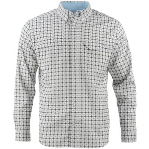 Camisa de pesca HUK Tide Point tejida a cuadros LS ventilada gris/blanca para hombre MED NUEVA CON ETIQUETAS (104) - Imagen 1 de 4