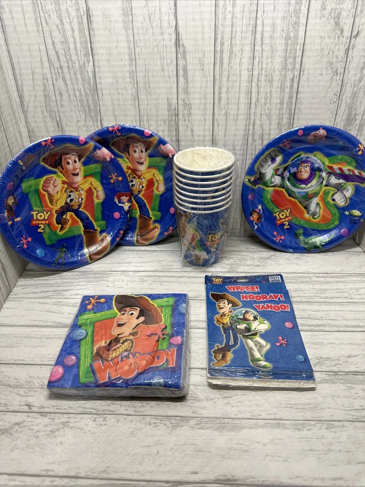 Feliz Cumpleaños Toy Story Paquete de 2 Fiesta Sellado Cumpleaños Lote Woody Buzz Niño Niña Foto 1 de 4