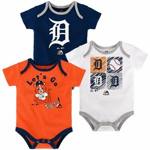 Majestic MLB Infant Detroit Tigers Go Team! Three Pack Creeper Set - Picture 1 of 4