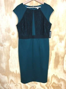 New York & Company Green Black Sheath Dress Size XL NEW Cap Sleeves - Picture 1 of 10