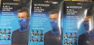 (3-Pack)Mission Half-Face 6 in x 8 in Blue Polyester/Spandex Neck Gaiter - Picture 1 of 1