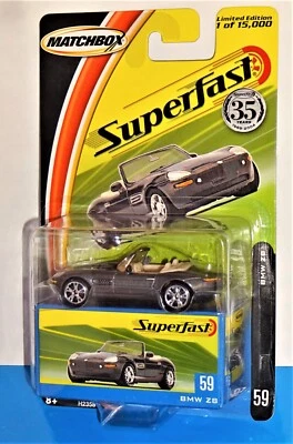Matchbox 2004 SuperFast Series #59 BMW Z8 Mtflk cinza escuro 1/15.000 - Imagem 1 de 3