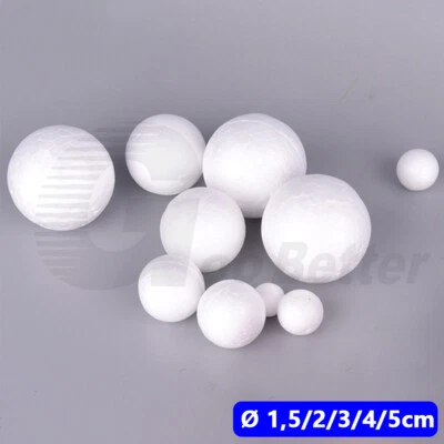 Ø 1,5/2/3/4/5 cm Solide Styroporkugel Schaum Kugeln Ball Weiß Modell Bastel DIY - Image 1 of 4