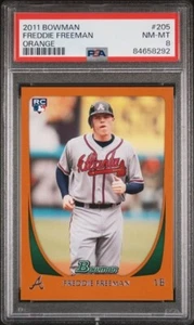 2011 Bowman Rookies /250 Orange Border #205 Freddie Freeman RC SP LA NM-MT PSA 8 - Bild 1 von 6