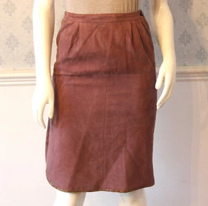 Vintage 1980s/1990s Valentino Designer Pink Suede Snakeskin Trim Pencil Skirt - Picture 1 of 10