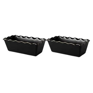 Thyme & Table 9" Ceramic Loaf Dish 2-Piece Set Onyx 9.65 X 4.65 X 3.46 Inches - Picture 1 of 5