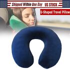 Inflatable Air U Shaped Travel Sleep Pillow Head Back Neck Support Cushion Blue