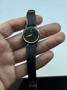 VINTAGE Seiko Museum Quartz Black/Gold Watch w/ Diamond 1N00-0C99 25mm - Picture 1 of 5