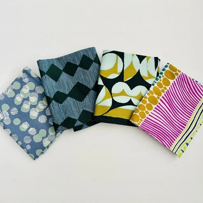 4 Fat Quarters Bundle FREE SPIRIT  100% Quilt Cotton Retro Bold Print 18X22 - Image 1 of 4