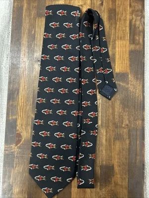 Corbata para hombre 57,5” parquet Ichthys Cross Christian Jesus Fish corbata negra Foto 1 de 4