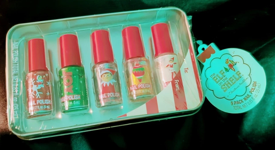Paquete de 5 esmaltes de uñas The Elf on the Shelf Navidad rojo verde plata dorado NUEVO ° GRATIS Foto 1 de 4