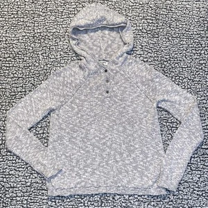 Abercrombie & Fitch Kids Gray White 1/4 Button Hoodie Sz 13/14 Pullover Sweater - Picture 1 of 9