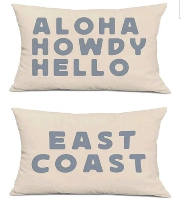 Set of 2 Coastal Cowgirl Western Pillow Covers 20x12 East Coast Aloha Room Decor - Image 1 of 4