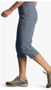 Neu mit Etikett Eddie Bauer Rainier grau blau Hose Capri Yoga Wandern GRÖSSE 24 - Bild 1 von 10