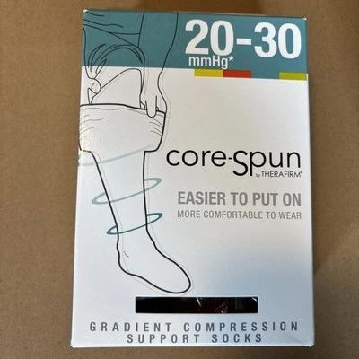 Core-Spun Compression Support Socks, BLACK , 20-30 mmHg SMALL 18712  New - Image 1 of 4