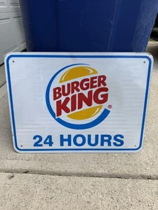 Burger King 24 Hours Aluminum Road Highway Exit Sign 18x24” - Picture 1 of 2