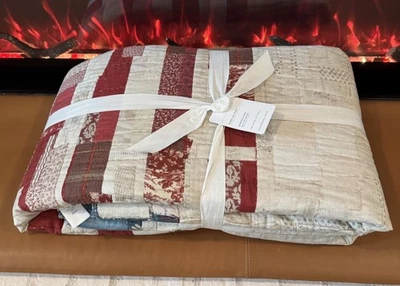 Pottery Barn Americana Flag Reversible Quilt King /CalKing Farmhouse Bedding NEW - Image 1 of 4