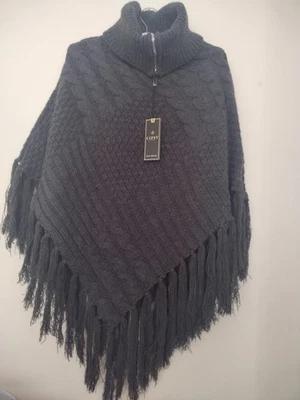 Women's Lipsy Fringed Grey Poncho.  New with tag M/L - Image 1 of 4