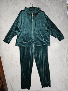 Truth By Republic Deep Forest Green Super Soft Velour Hoodie & Pants Set Sz 2X - Picture 1 of 23