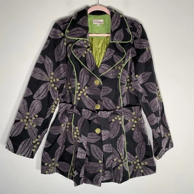 3 Sisters Size XL Fits Large Floral Belted Tapestry Coat Chic Artsy Whimsigoth - Image 1 of 4