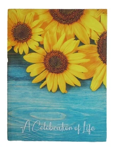 A Celebration of Life Guest Book ~ Turquoise and Sunflowers - Picture 1 of 6