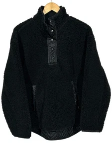Athleta Acogedora Sherpa Sudadera a Presión Pullover Chaqueta Polar Negra Talla M RN#54023 - Imagen 1 de 14
