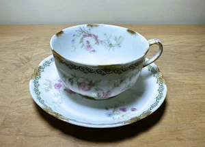 Antikes Haviland Limoges France Floral/Vergoldet Teetasse & Untertasse Set - Bild 1 von 4