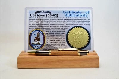 USS Iowa Battleship - Twist Pen Made From Teak Deck Wood of the USS Iowa - Image 1 of 4