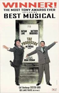 The Producers~Tony Awards~Orig Broadway Poster ~Nathan Lane & Matthew Broderick - Imagen 1 de 1