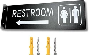 Restroom Signs for Business – 4x12" Double-Sided Bathroom Signs with Arrow - Picture 1 of 9