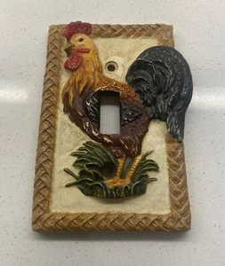 Single Light Switch Cover Rooster Ceramic Country Cottage - Picture 1 of 7