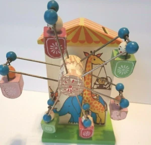 Vintage SANKYO Wood FERRIS WHEEL MUSIC BOX Talk to the Animals Piggy Bank Works - Picture 1 of 8